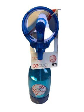 O2Cool Yankees Handheld Misting Fan With MLB Logo Blue & Transparent Design